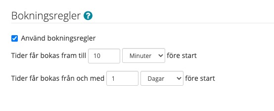 bokningsregler på tjänst 1 dag